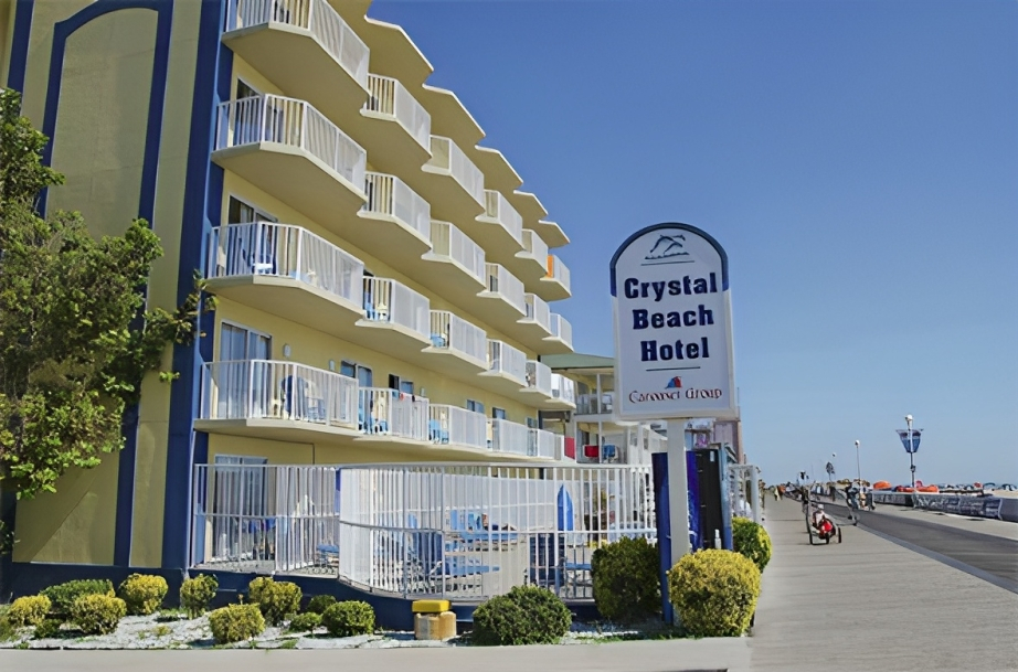 the crystal beach hotel is located on the boardwalk